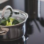 Broccoli in Stainless Steel Cooking Pot