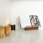 An Open Cookbook on a Kitchen Counter