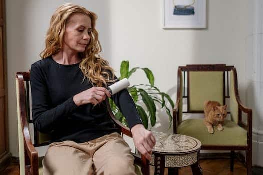 Woman Using Lint Remover