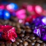 Pink And Purple Wrapped Candies In Close-up View